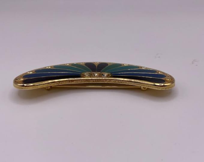 Vintage Art Deco Style Enameled Rhinestone Brooch