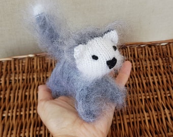 Cute Fluffy Kitten - Plushy Hand Knitted Kitten -Stuffed Animal Toy - Baby Shower Gift - Party favor