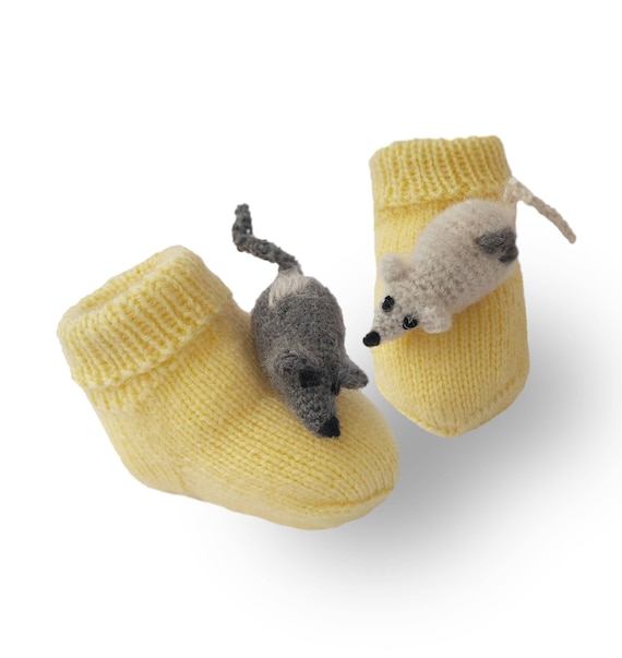 Baby socks Knitted booties Fun Mice socks Baby shower Cute Etsy