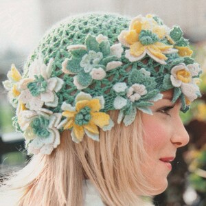 Crochet winter hat, Women's cap, Flowers beanie, gift for girls