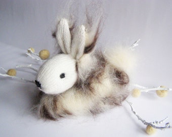Gevlekte Bunny - Pasen schattige Fluffy konijn - de gift van de douche van de baby van de Hand gebreide Bunny - gevulde dier Baby knuffel - Mohair - kind cadeau
