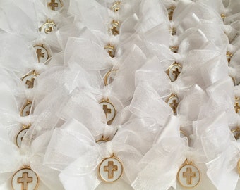 25 Witness pins for girls-martyrika for boys-white traditional martyrika-Orthodox Baptism-Christening cross martirika