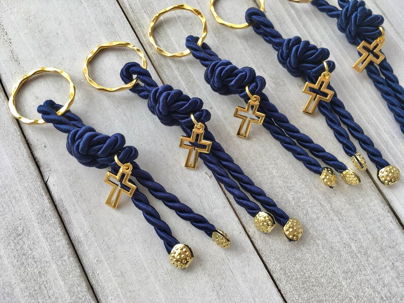 10 Baptism favors for boys-bomponieres-Orthodox Baptism-gold cross favors-cord favors-party favors-christening-mi Bautizo favors
