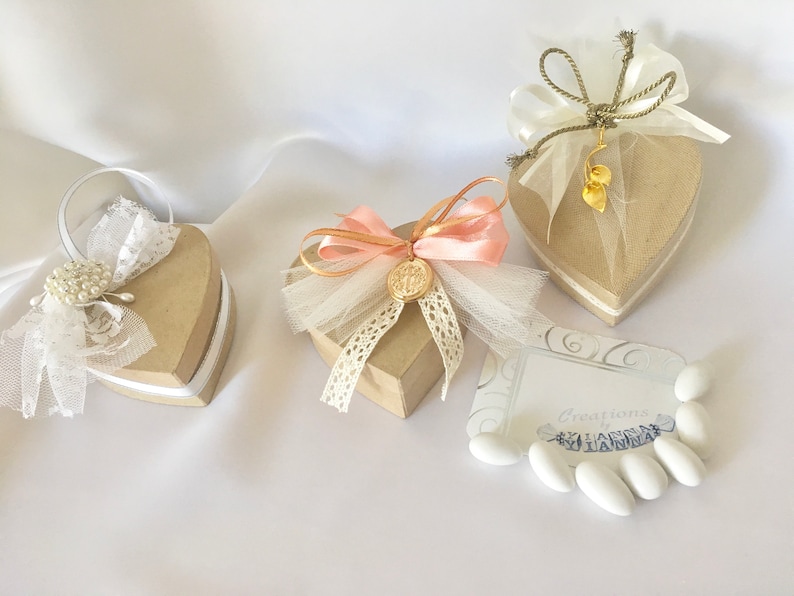 Wedding Favors-Baptism Favors-Bomponieres-Orthodox Wedding-Greek Baptism-Heart Box Favors 10 Pcs