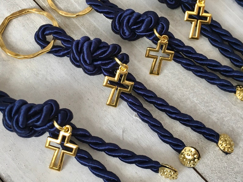 10 Baptism favors for boys-bomponieres-Orthodox Baptism-gold cross favors-cord favors-party favors-christening-mi Bautizo favors