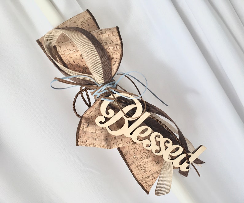 Cork Baptism candles for boyslambathesOrthodox Etsy