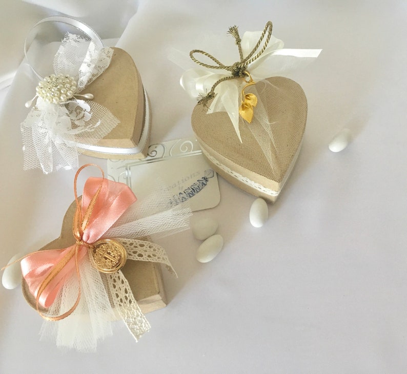 Wedding Favors-Baptism Favors-Bomponieres-Orthodox Wedding-Greek Baptism-Heart Box Favors 10 Pcs
