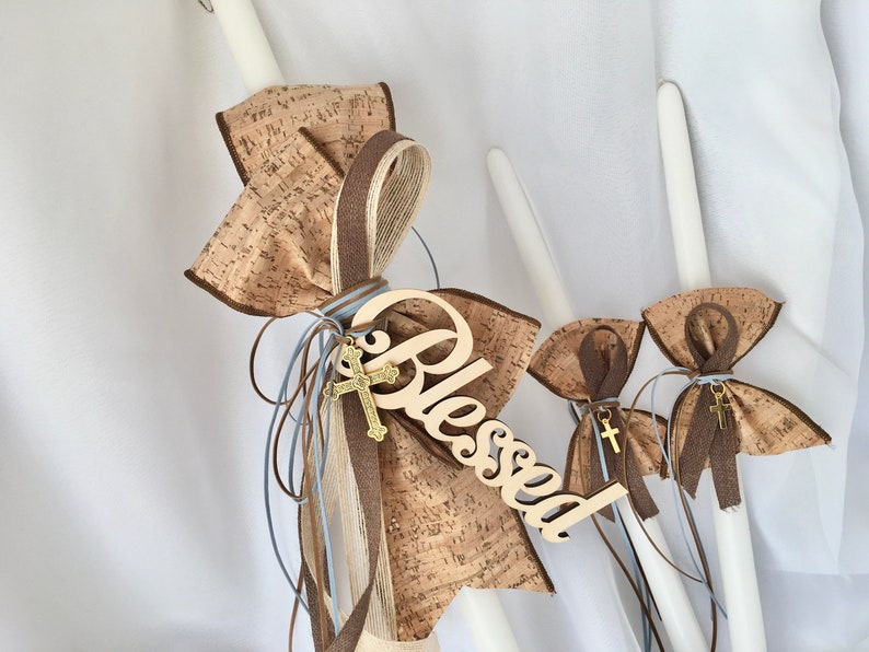 Cork Baptism candles for boyslambathesOrthodox Etsy