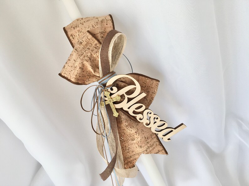 Cork Baptism candles for boyslambathesOrthodox Etsy
