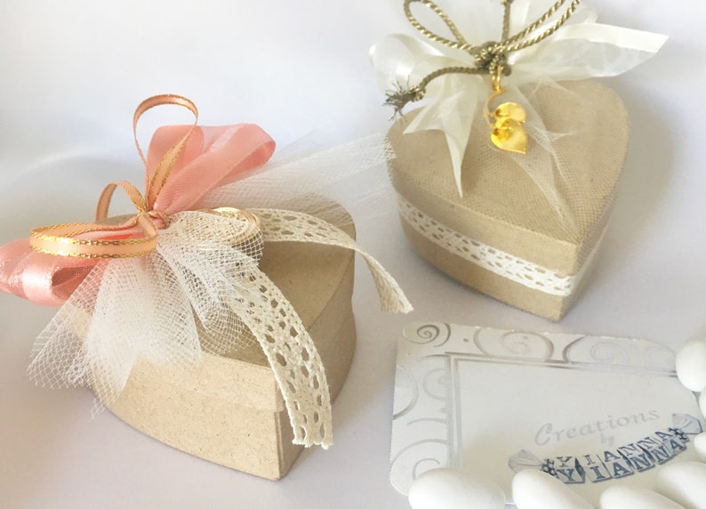 Wedding Favors-Baptism Favors-Bomponieres-Orthodox Wedding-Greek Baptism-Heart Box Favors 10 Pcs