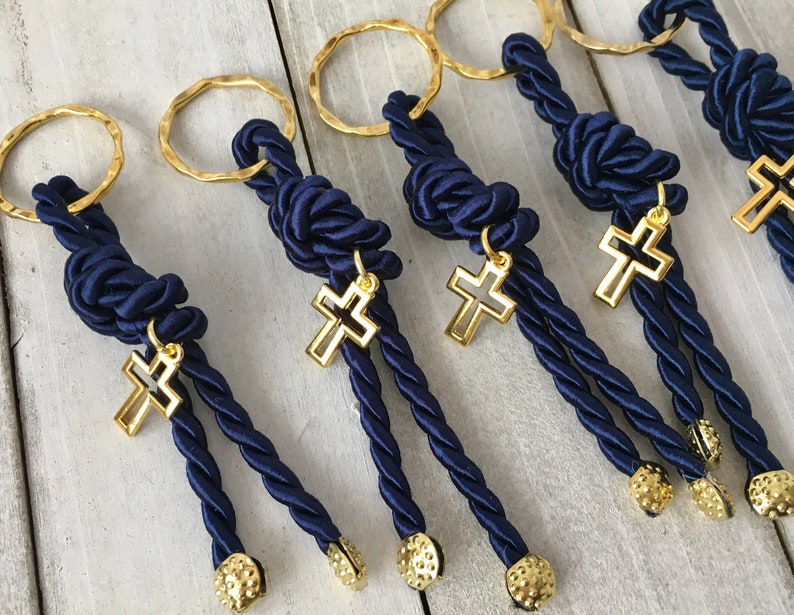 10 Baptism favors for boys-bomponieres-Orthodox Baptism-gold cross favors-cord favors-party favors-christening-mi Bautizo favors