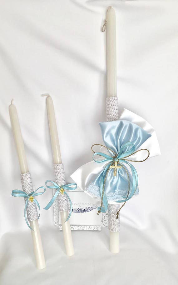 Orthodox Baptism Candle Set Boy s Baptism Christening Greek Vaftisi CONSTANTINO