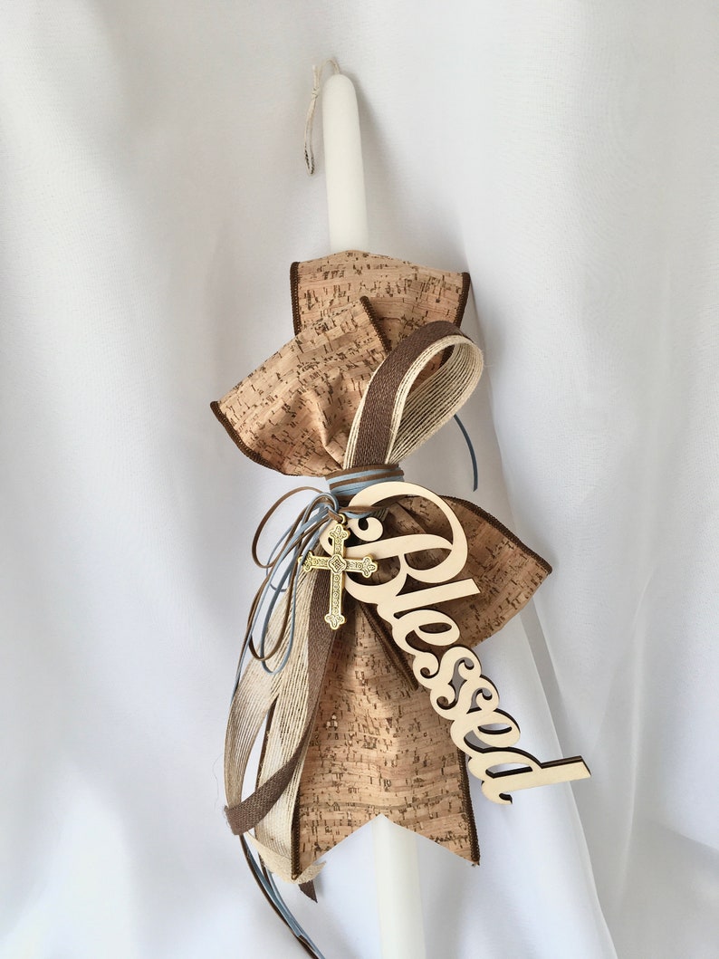 Cork Baptism candles for boyslambathesOrthodox Etsy