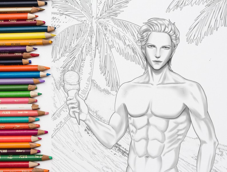 The Boy of Beach Coloring sheets,printable PDF JPG,Coloring for adult,Instant Download,Digital,Coloring book,Coloring pages