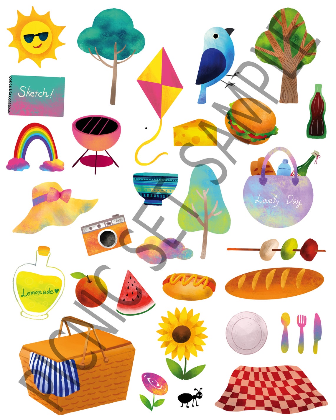 Picnic Sticker Set,illustrated,instant Download,printable Sticker ...