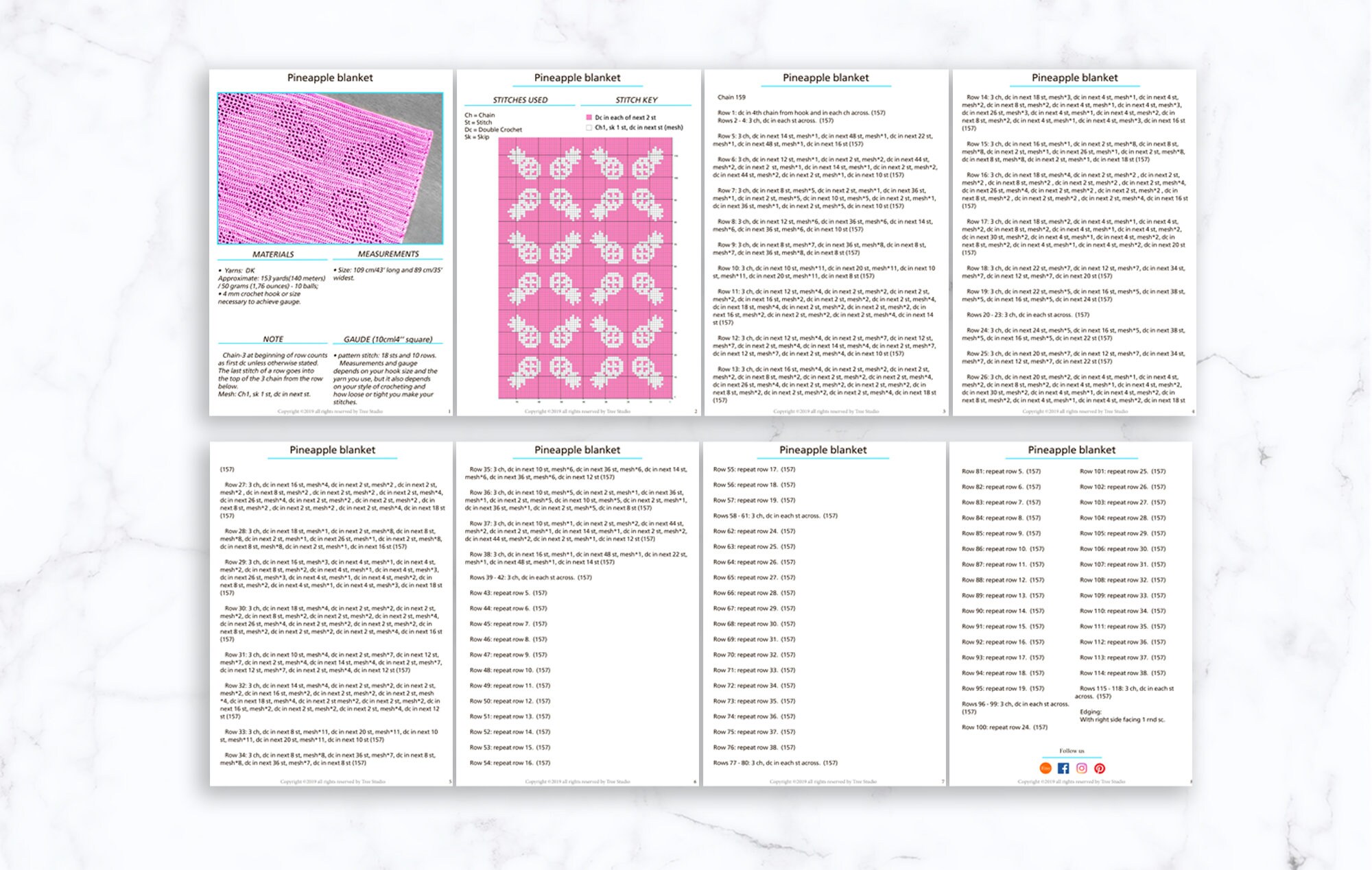 Summer blanket Crochet Pattern Crochet Blanket Pineapple Etsy