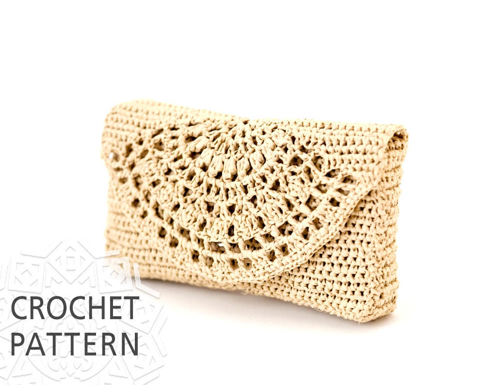 Crochet Bag Pattern Raffia Bag Clutch Purse Handbags Etsy