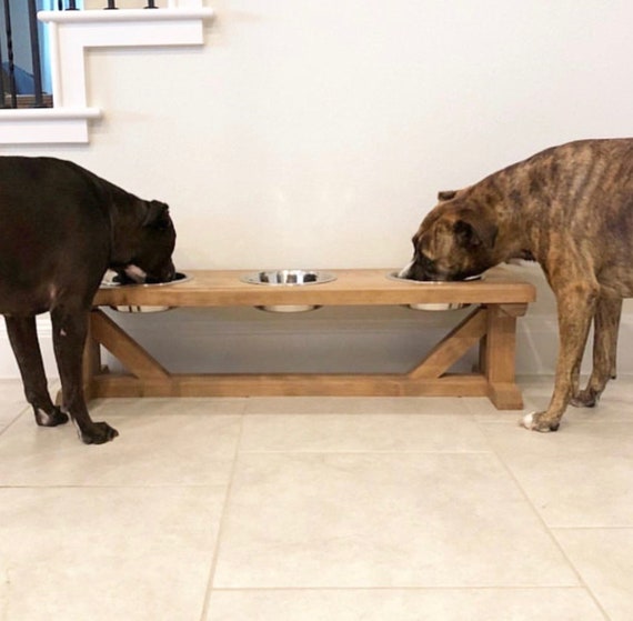 Triple Dog Bowl Feeder Stand Elevated Raised Stand 3 Etsy