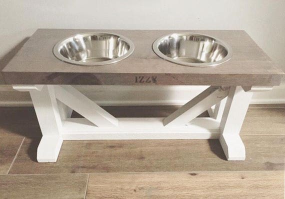 wood dog feeder stand