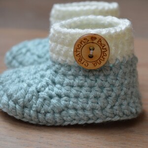 Crochet baby booties Light mint green shoes Pregnancy announcement grandparents Baby shoes Baby shower gift Christmas gift baby image 4