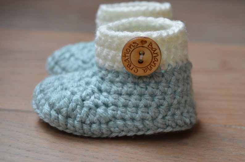 Crochet baby booties Light mint green shoes Pregnancy announcement grandparents Baby shoes Baby shower gift Christmas gift baby image 4