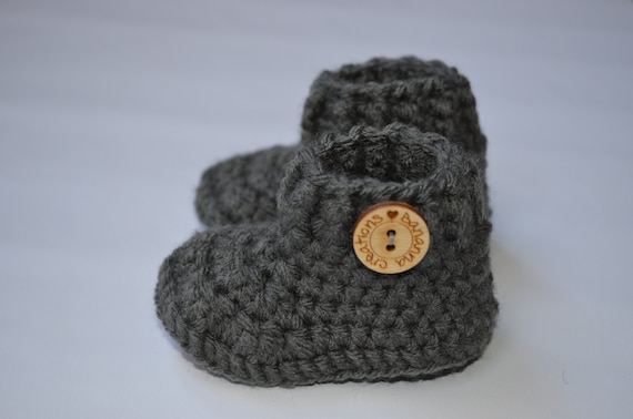 Grey crochet baby booties New baby gift 