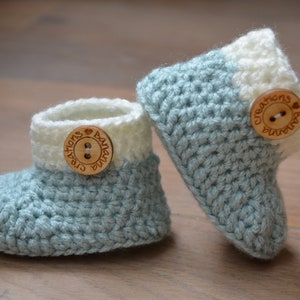 Crochet baby booties Light mint green shoes Pregnancy announcement grandparents Baby shoes Baby shower gift Christmas gift baby image 5