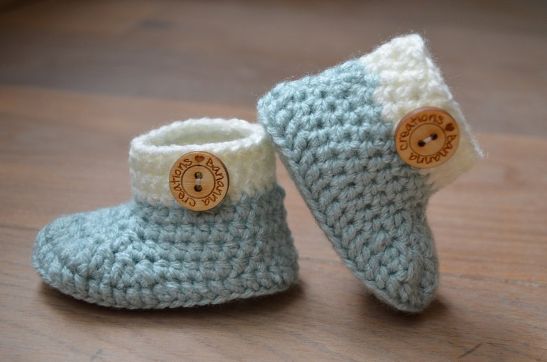 Crochet baby booties Light mint green shoes Pregnancy announcement grandparents Baby shoes Baby shower gift Christmas gift baby image 5