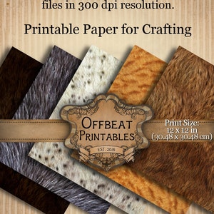 Carta da imballaggio di pelliccia animale stampabile carta neutra Tan Brown Scrapbooking scaricare Monster Crafting festa per bambini