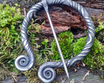 Hand Forged Celtic Brooch, Archaeology Inspired Ancient Design, Scarf Pin