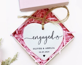 Engagement  Gift, Personalised Engagement Gift, Ceramic Heart Keepsake, Engaged Couple Gift, Ceramic Decoration Gift