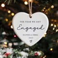Engagement Day Gift, Personalised Engagement Christmas Gift, Ceramic Heart Keepsake, Engaged Couple Gift, Ceramic Decoration Gift