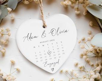 Engagement Day Gift, Personalised Engagement Gift, Ceramic Heart Keepsake, Engaged Couple Gift, Ceramic Decoration Gift
