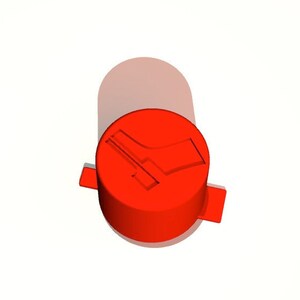 Peut inclure: Bouchon de bouteille en plastique rouge avec un motif en relief d'un pied. Le bouchon est rond et poss&egrave;de une petite languette sur le c&ocirc;t&eacute;.
