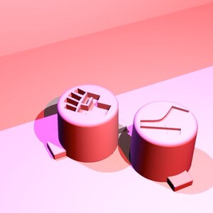 Peut inclure: Deux boutons en plastique rouge avec des symboles diff&eacute;rents. Le bouton de gauche a un symbole qui ressemble &agrave; un b&acirc;timent avec une tour. Le bouton de droite a un symbole qui ressemble &agrave; une ligne courbe.