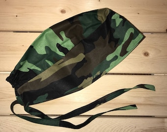 Camouflage mens Scrub hats ~ Scrub caps ~ Scrub caps for men ~ mens surgical scrub hat ~ mens camo scrub cap ~ green camo scrub cap