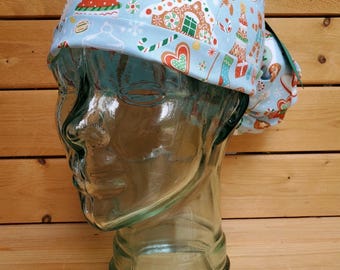 Gingerbread Dreams Scrub Cap: Holiday Surgical Hat, Ponytail Option