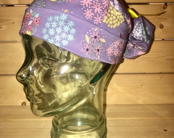 Scrub hats / Scrub caps / Scrub caps for women /floral ponytail scrub cap / scrub hats for women / surgical cap / pink, yellow, lavender