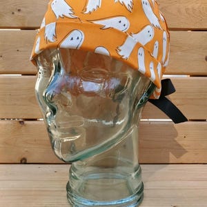 Ghost Halloween Scrub cap / Scrub hats / Women&#39;s scrub cap / surgical scrub hat / ponytail scrub cap / spooky ghost Halloween cap
