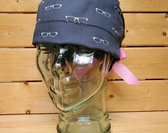 Sunglasses Print Scrub Cap: Cotton Pixie, Ponytail, or Bouffant Style
