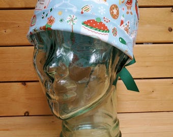 Scrub cap / Scrub hats / Women's scrub cap / holiday scrub hat / ponytail scrub cap / gingerbread surgical cap / scrub cap for women