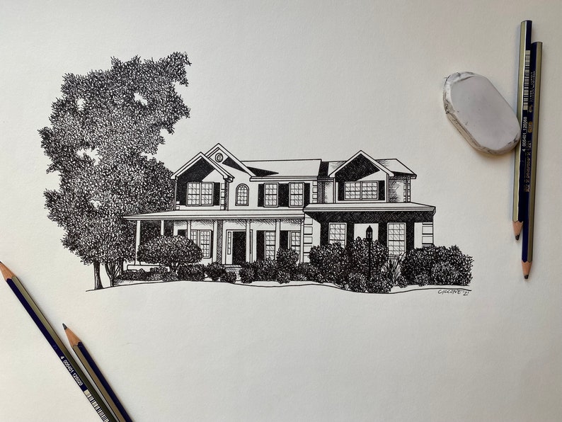 Custom Architecture Pen and Ink Drawing - Etsy