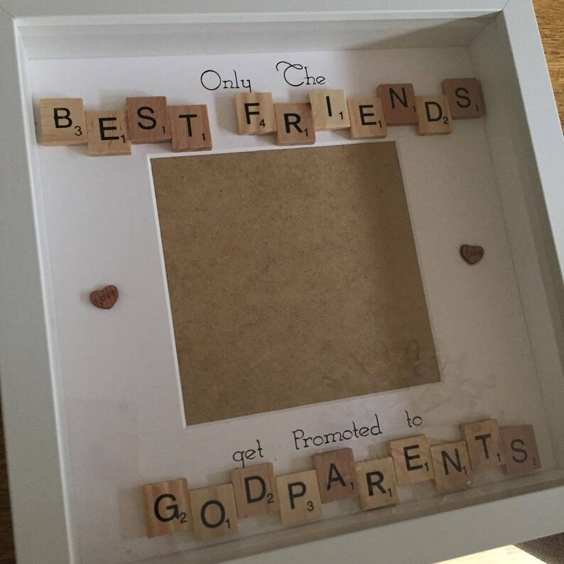 Only The Best Friends Get Promoted To Godparents Scrabble Photo Frame Xmas