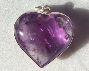 Amethyst Necklace -Amethyst Pendant- Heart-Amethyst -Silver Pendant-925 Silver-February Birthstone-Meditation -Protection (2cm + 2.7cm wide)