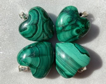 Malachite Heart Necklace - Malachite -Heart Pendant -Green -Heart Necklace-Protection -Confidence-Crystal Healing Valentines- 2/2.5/3cm