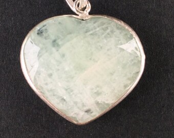 Aquamarine Necklace -Aquamarine Pendant- Heart- Aquamarine - Aquamarine Heart - Silver Pendant-925 Silver -Calming- Throat Chakra (2cm wide)