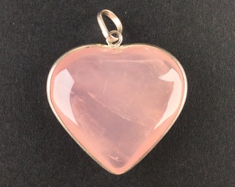 Rose Quartz Necklace -Rose Quartz Heart -Rose Quartz -Silver Pendant -925 Silver -Emotional Healing -Stone of LOVE -Calming- 2 cm or 2.5 cm