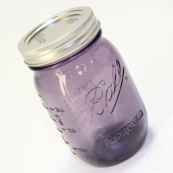 Purple BALL Mason Jar 16 oz Pint  - Wedding, Vintage Style Drinking Glass American Heritage - NEW - Regular Mouth