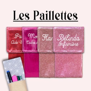 Et hop dans la poche Pochette infirmière Pochette aimantée Pochette personnalisée Pochette soignant Pochette à crayons UNIES PAILLETTES image 1