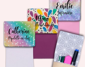 Magnetic and personalized pouch for nurse, carer, neck strap and XL pouch et hop dans la pochein the "Rainbow" pocket